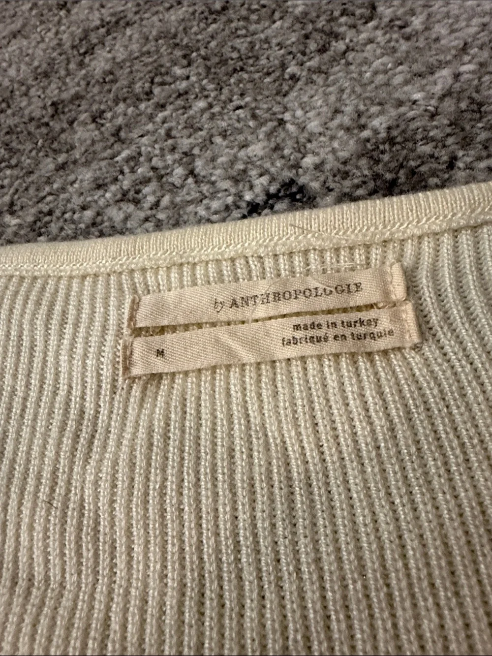 Anthropologie Cream Ribbed Knit Top